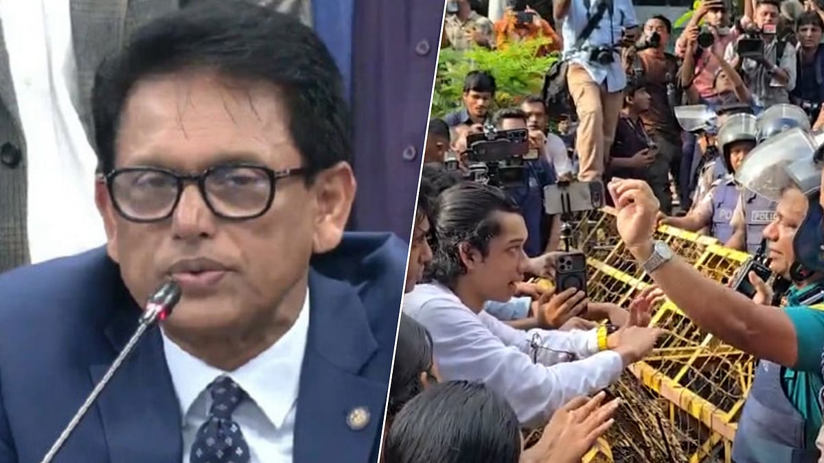 শিক্ষা ভবনের সামনে পুলিশি ব্যারিকেডের মুখে শিক্ষার্থীরা